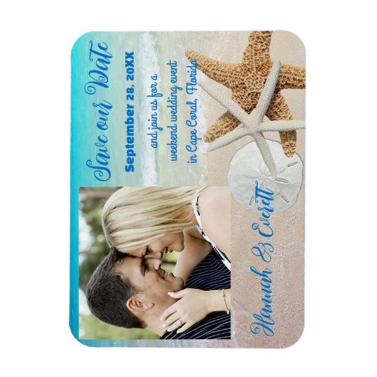 Starfish Ocean Beach Photo Magnetic Save the Date Magneet (Verticaal)