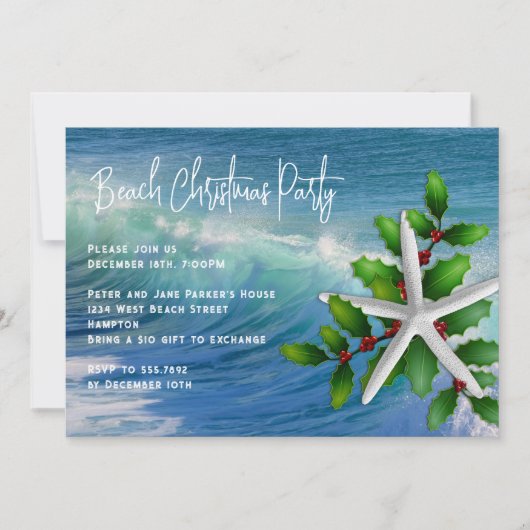 Starfish Ocean Kerstfeest uitnodiging (Voorkant)