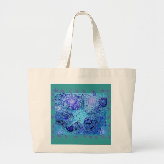* Starfish * Ocean * Squeezzbox Beach zak * Grote Tote Bag (Voorkant)