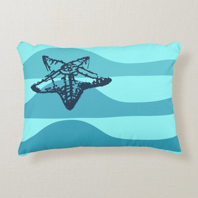 Starfish & Ocean Waves Lumbar Cushion Accent Kussen (Voorkant)