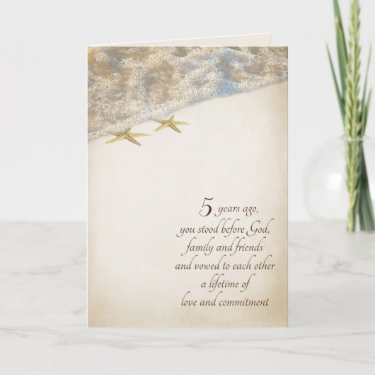 Starfish on Beach for 5th Jubileum Kaart (Voorkant)