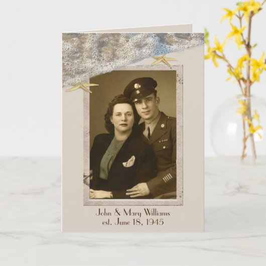 Starfish on Beach Jubileum Photo Lijst Kaart (Gele Bloem)