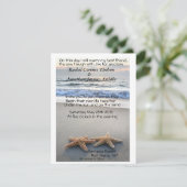 Starfish on Beach zandbruiloft Uitnodiging (Staand voorkant)