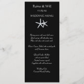 Starfish on Black, Tall Wedding Menu Kaart (Voorkant)