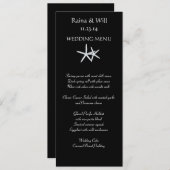 Starfish on Black, Tall Wedding Menu Kaart (Voorkant / Achterkant)