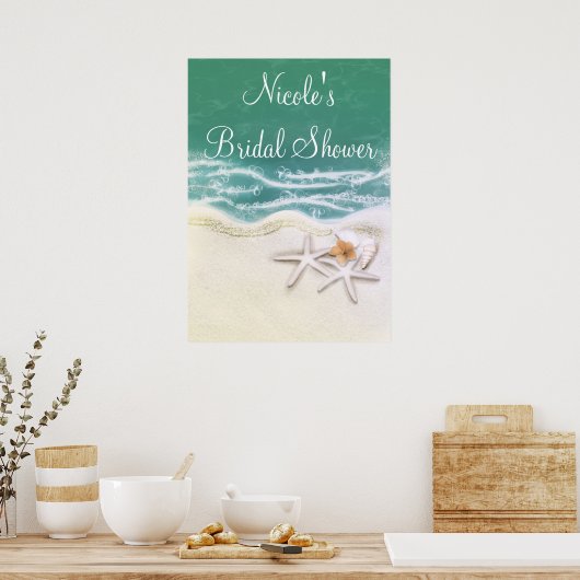 Starfish on the Beach Blauwgroen Zee Party Banner  Poster (Keuken)