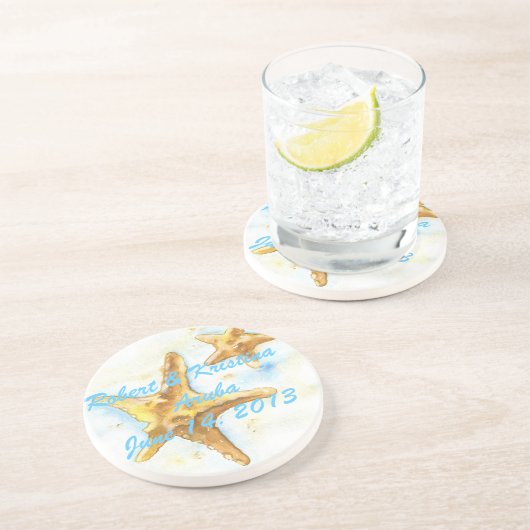 Starfish Onderzetter-Wedding Favor Zandsteen Onderzetter (Zijkant)