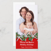 Starfish op de rode, verticale kerstfotokaart feestdagenkaart (Voorkant / Achterkant)