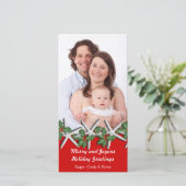 Starfish op de rode, verticale kerstfotokaart feestdagenkaart (Staand voorkant)