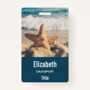 Starfish op een foto van Sandy Beach Badge