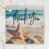 Starfish op een foto van Sandy Beach Bedankjes Labels (Voorkant)