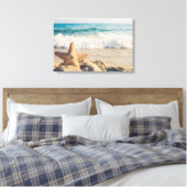 Starfish op een foto van Sandy Beach Canvas Afdruk (Insitu (Slaapkamer))