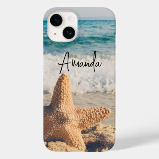 Starfish op een foto van Sandy Beach Case-Mate iPhone Case (Achterkant)