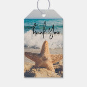 Starfish op een foto van Sandy Beach Dank je Cadeaulabel (Voorkant)