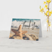 Starfish op een foto van Sandy Beach Dank je Kaart (Gele Bloem)