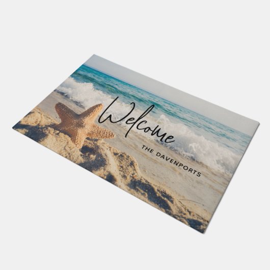 Starfish op een foto van Sandy Beach Deurmat (Schuin)