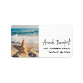 Starfish op een foto van Sandy Beach Etiket (Voorkant)