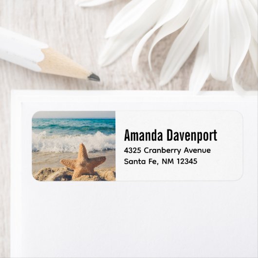 Starfish op een foto van Sandy Beach Etiket (Insitu)