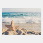Starfish op een foto van Sandy Beach Inpakpapier Vel (Voorkant 3)