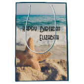 Starfish op een foto van Sandy Beach Medium Cadeauzakje (Voorkant)