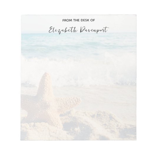 Starfish op een foto van Sandy Beach Notitieblok (Voorkant)