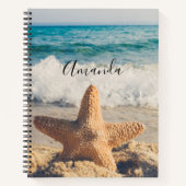 Starfish op een foto van Sandy Beach Notitieboek (Voorkant)