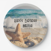 Starfish op een foto van Sandy Beach Papieren Bordje (Voorkant)