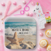 Starfish op een foto van Sandy Beach Papieren Bordje (Feest)