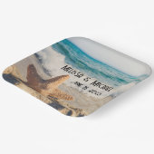 Starfish op een foto van Sandy Beach Papieren Bordje (Gebogen)