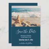 Starfish op een foto van Sandy Beach Save The Date (Voorkant / Achterkant)