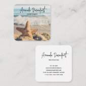 Starfish op een foto van Sandy Beach Vierkante Visitekaartje (Voorkant / Achterkant)