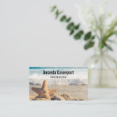 Starfish op een foto van Sandy Beach Visitekaartje (Staand voorkant)