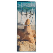 Starfish op een foto van Sandy Beach Wijn Cadeautas (Voorkant)