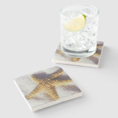 Starfish op een handdoek stenen onderzetter (Zijkant)
