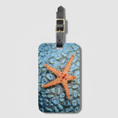Starfish op een koraal met pokken bagagelabel (Voorkant (verticaal))
