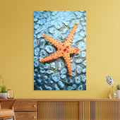 Starfish op een koraal met pokken canvas afdruk (Insitu (Woonkamer))