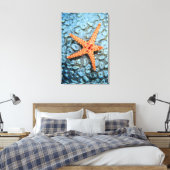 Starfish op een koraal met pokken canvas afdruk (Insitu (Slaapkamer))