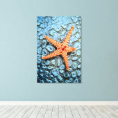 Starfish op een koraal met pokken canvas afdruk (Insitu (Houten vloer))