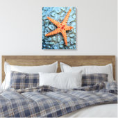 Starfish op een koraal met pokken canvas afdruk (Insitu (Slaapkamer))