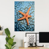 Starfish op een koraal met pokken poster (Thuiskantoor)