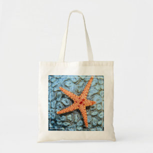 Starfish op een koraal met pokken tote bag