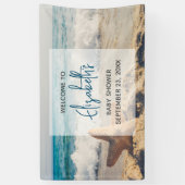 Starfish op een Sandy Beach foto Baby shower Spandoek (Verticaal)