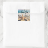 Starfish op een Sandy Beach foto Baby shower Vierkante Sticker (Tas)