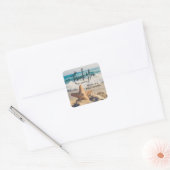 Starfish op een Sandy Beach foto Baby shower Vierkante Sticker (Envelop)