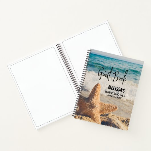 Starfish op een Sandy Beach foto Guest Book Notitieboek (Binnen)