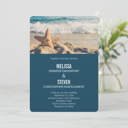 Starfish op een Sandy Beach foto Weddenschap Kaart (Staand voorkant)