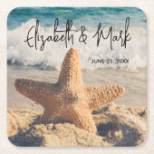 Starfish op een Sandy Beach foto Weddenschap Kartonnen Onderzetters (Voorkant)
