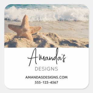 Starfish op een Sandy Beach fotograaf Vierkante Sticker