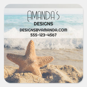 Starfish op een Sandy Beach fotograaf Vierkante Sticker