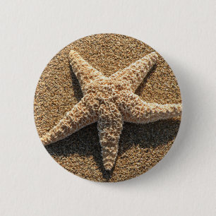 Starfish op het strand ronde button 5,7 cm